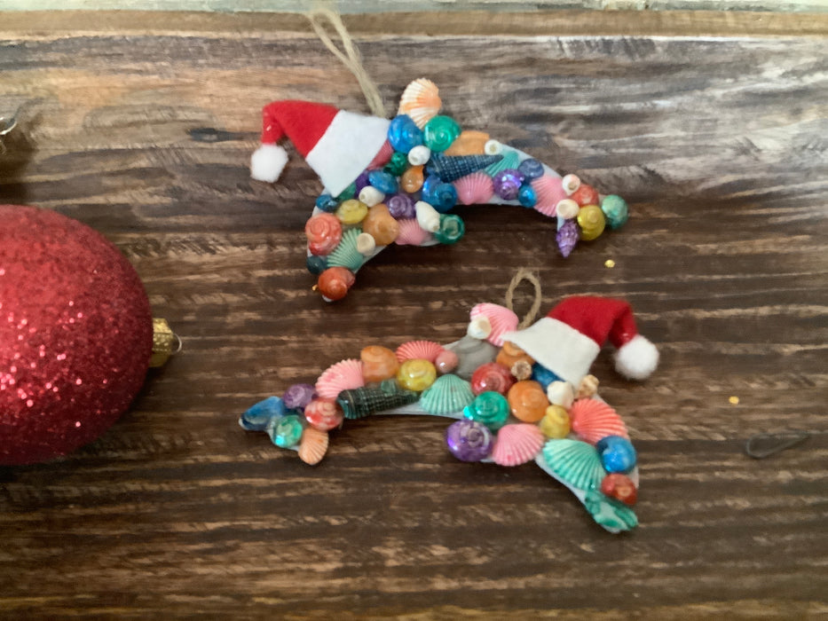 Christmas shell dolphin ornament.