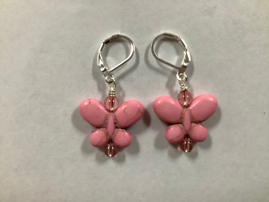Pink butterfly earrings