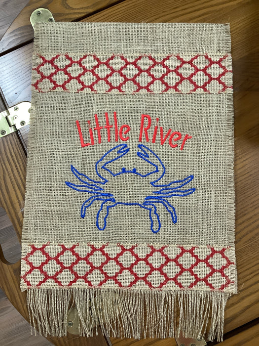 Burlap Flag - City embroidered