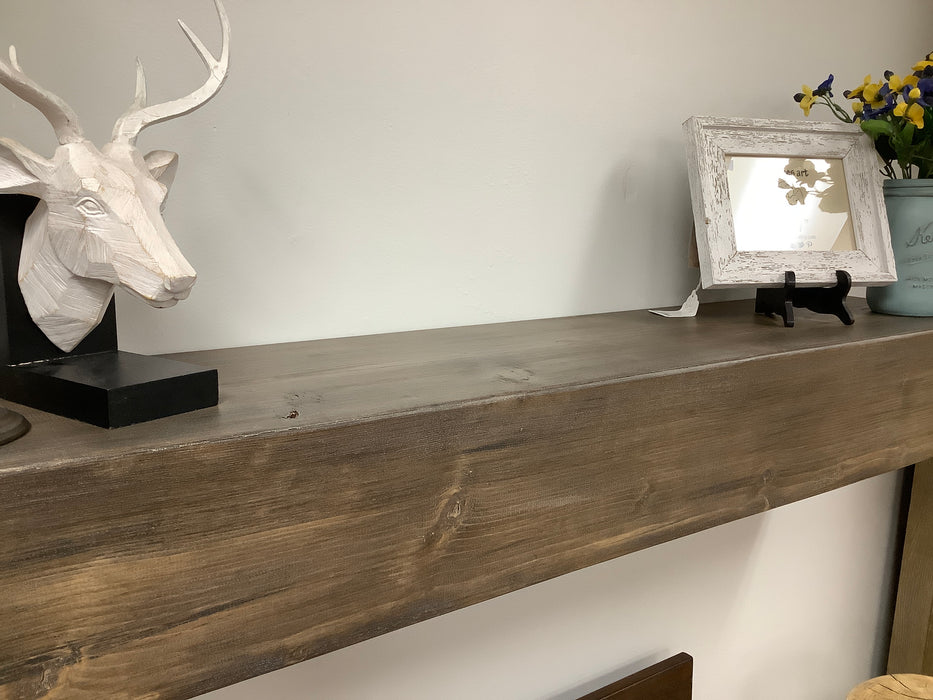 Pine wood wall mantel brown