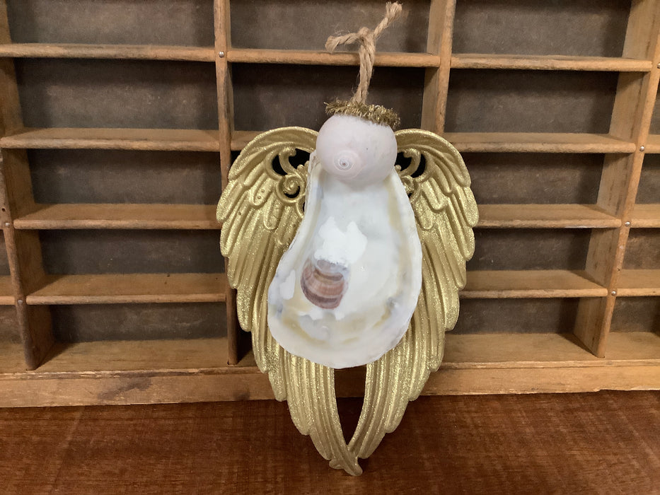 Oyster shell angel ornament