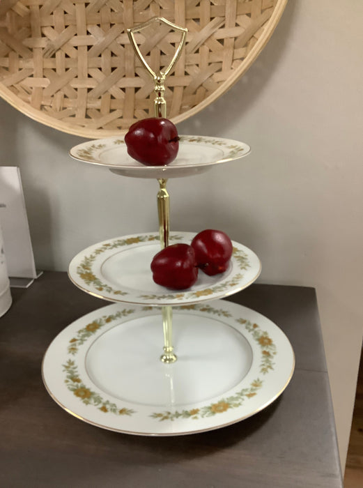 3 tier china dessert tray