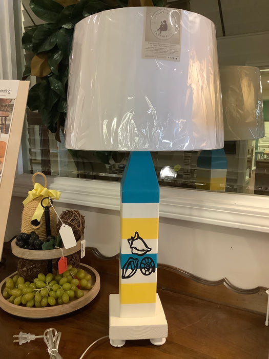Buoy lamp blue yellow shells
