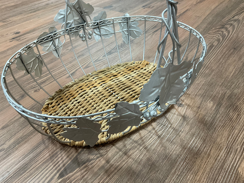 Silver wire and leaf basket