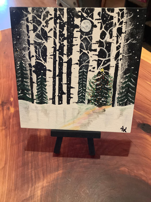 Painted canvas trees