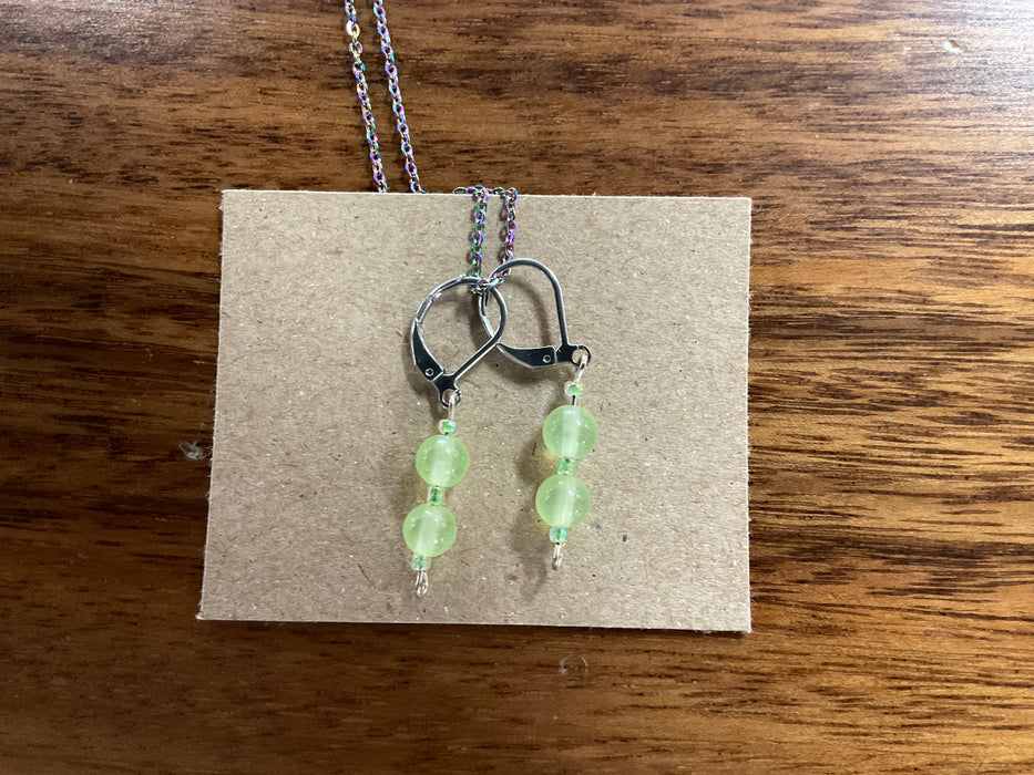 Green stone earrings