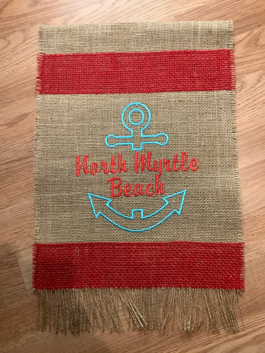 Burlap Flag - City embroidered
