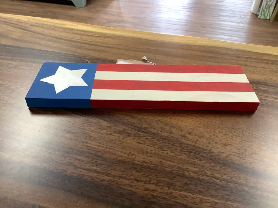 Wood hanging flag