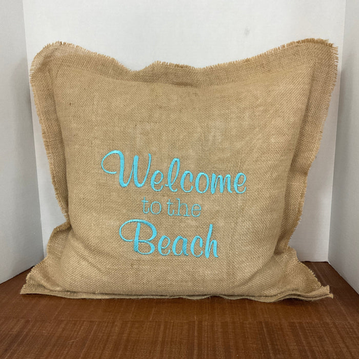 Burlap pillow - Welcome to the beach