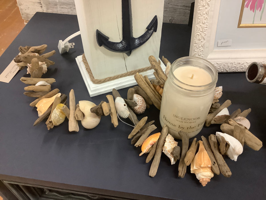 Driftwood and shell garland