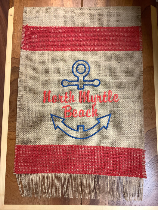 Burlap Flag - City embroidered