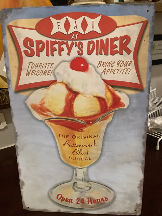 Eat at Spiffys metal sign