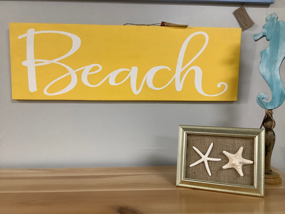 Beach sign yellow