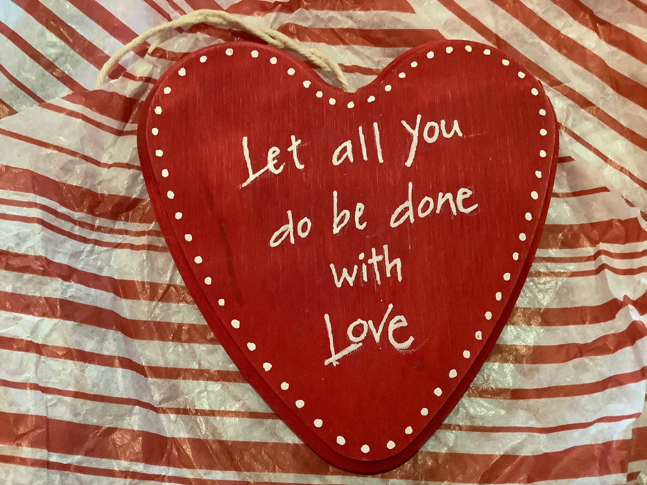 Wood heart with saying