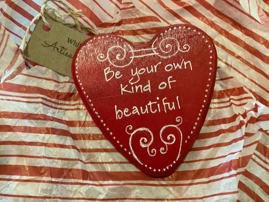 Wood heart with saying