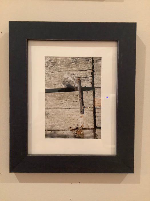 Dark blue frame with rustic wood picture