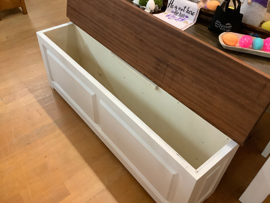 Wood top storage bench