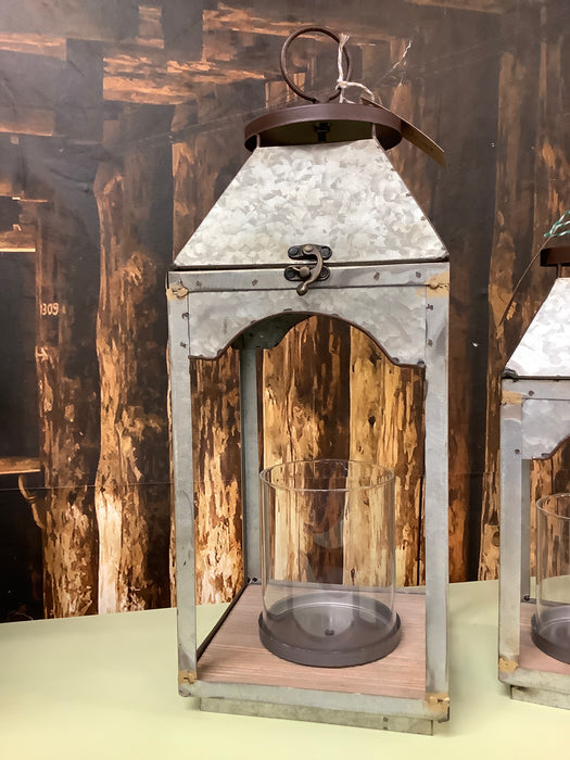 Galvanized candle lanterns