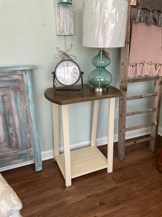 Drop cloth oblong end table