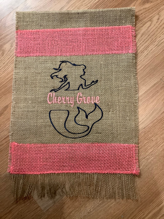 Burlap Flag - City embroidered
