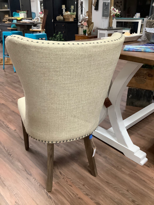 Cream nailhead dining chair