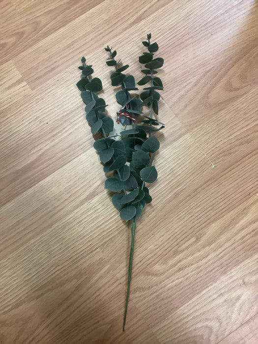 Flocked artificial eucalyptus spray