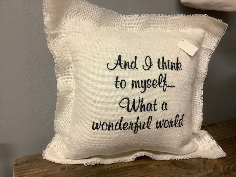Burlap pillow - Wonderful world