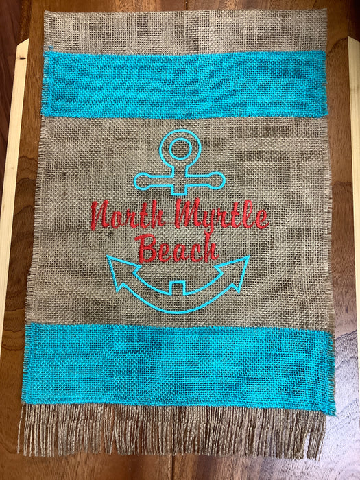 Burlap Flag - City embroidered