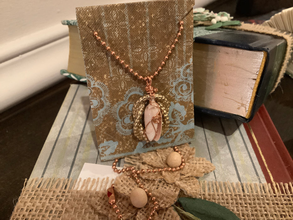 Wire wrap large shell pendant