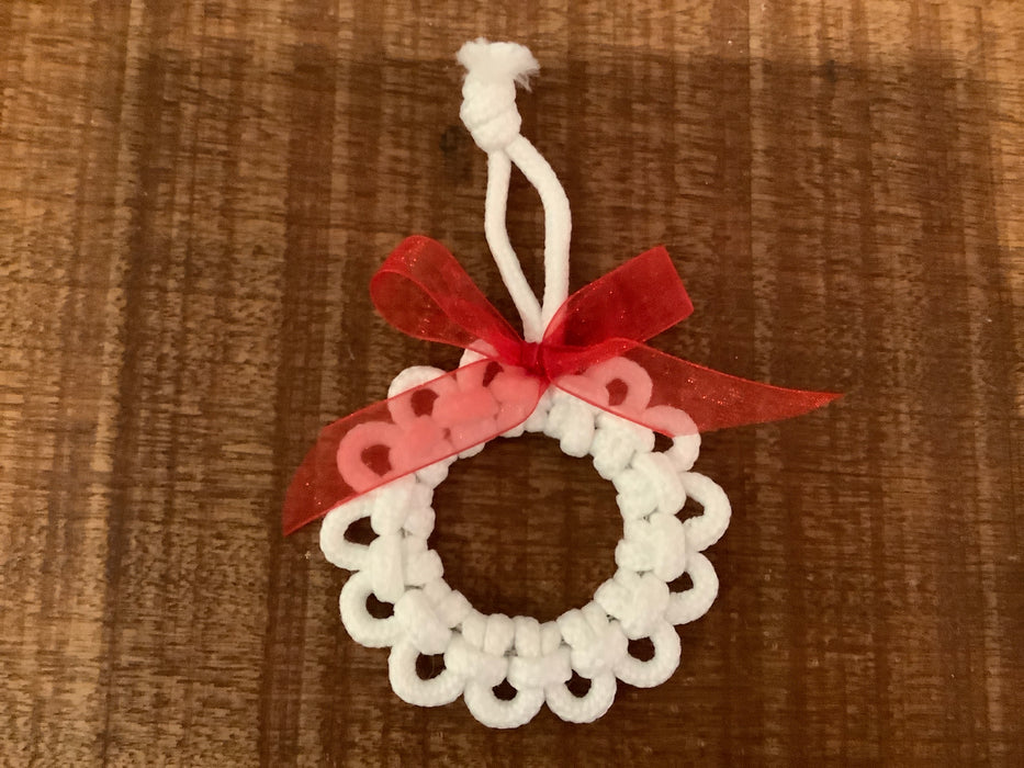 Macrame wreath ornaments