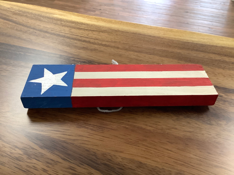 Wood hanging flag