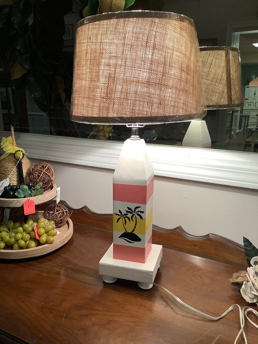 Buoy lamp pink yellow palm trees