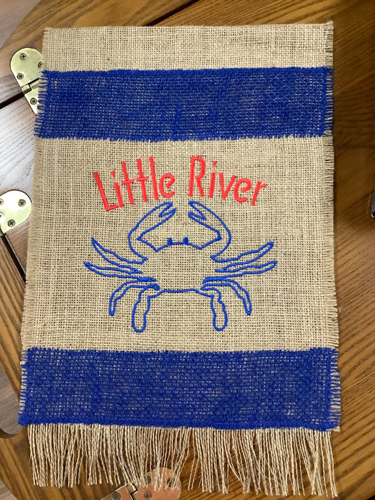 Burlap Flag - City embroidered