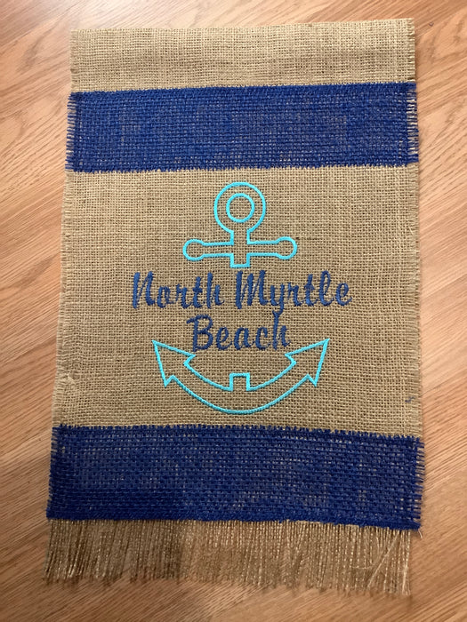 Burlap Flag - City embroidered