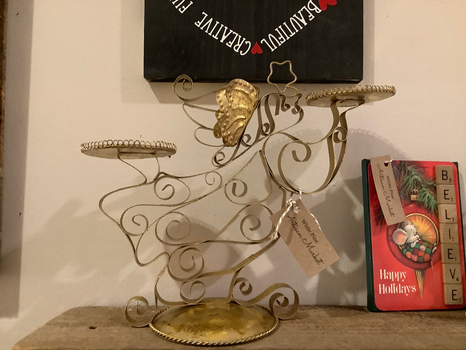 Metal angel 2 candle holder