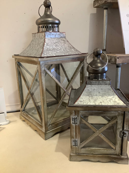 Wood lantern with metal roof