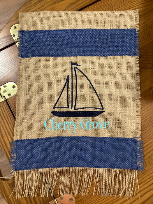 Burlap Flag - City embroidered