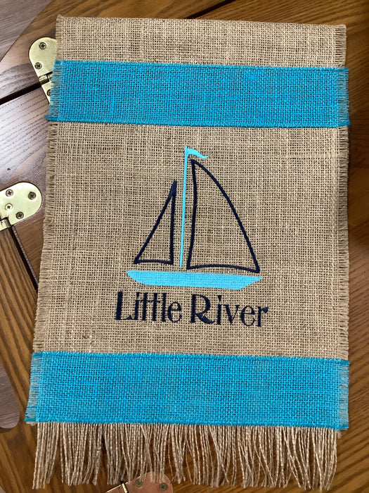 Burlap Flag - City embroidered