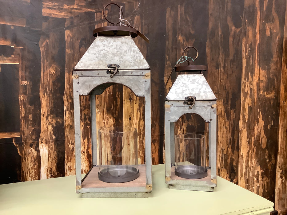 Galvanized candle lanterns