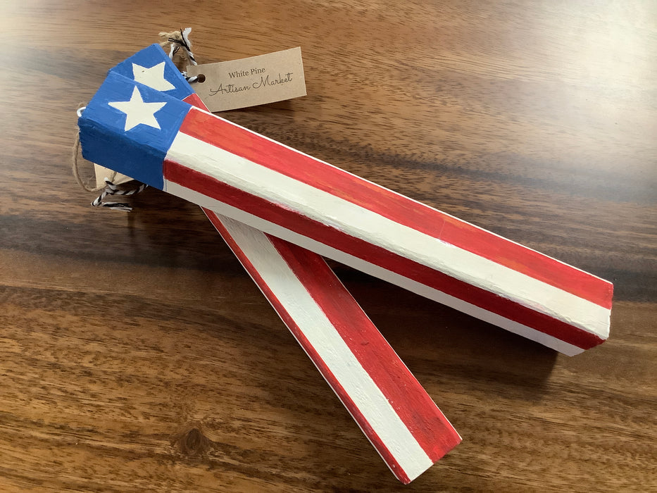 Wood hanging flag block