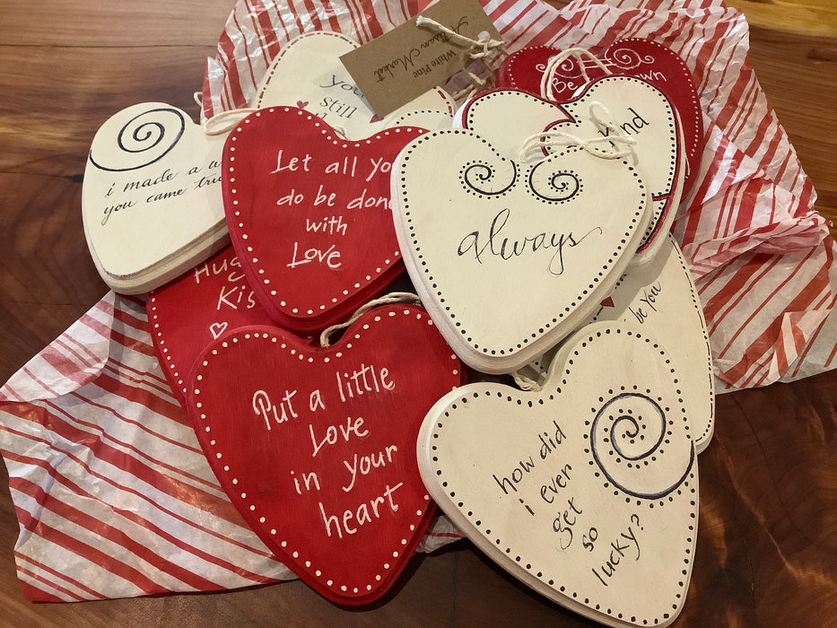 Wood heart with saying