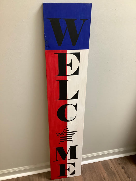 Red white and blue welcome