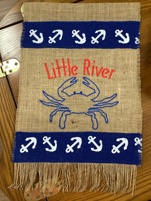 Burlap Flag - City embroidered