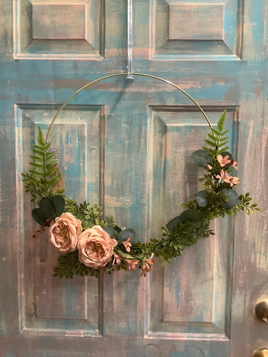 Brass ring floral wreath