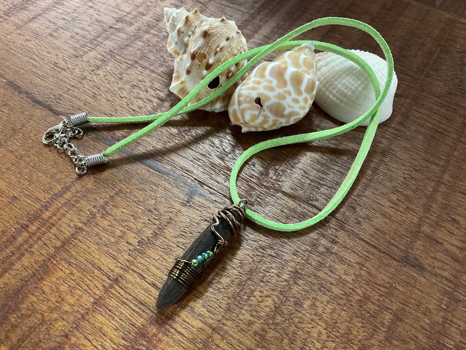 Wire wrap driftwood pendant