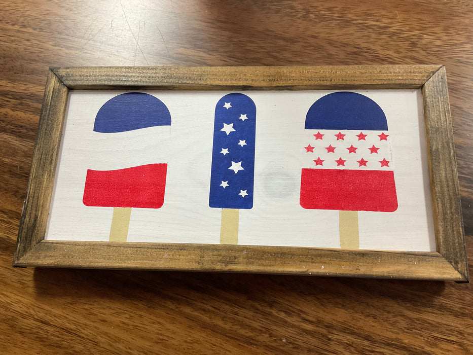 Patriotic popsicles sign