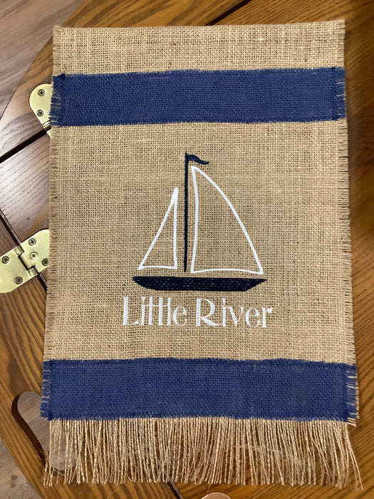 Burlap Flag - City embroidered