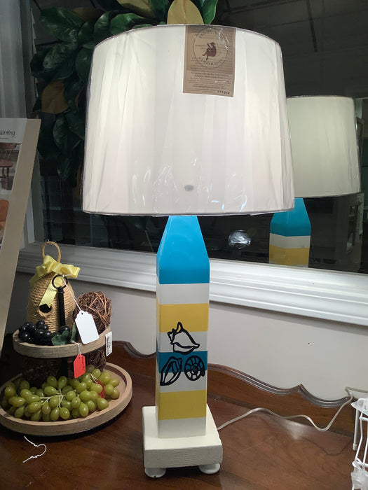 Buoy lamp blue yellow shells
