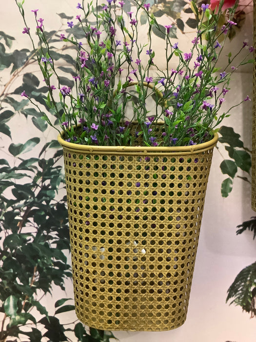 Wall basket with rattan webbing