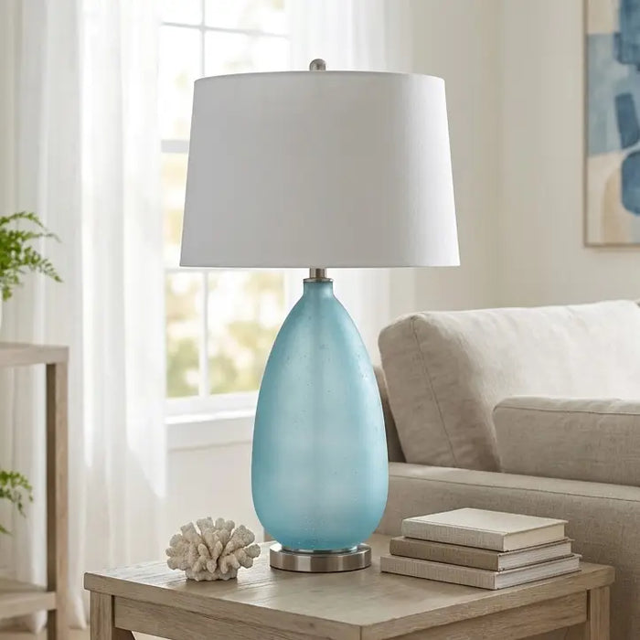 Table Lamp - Blue Frosted Glass